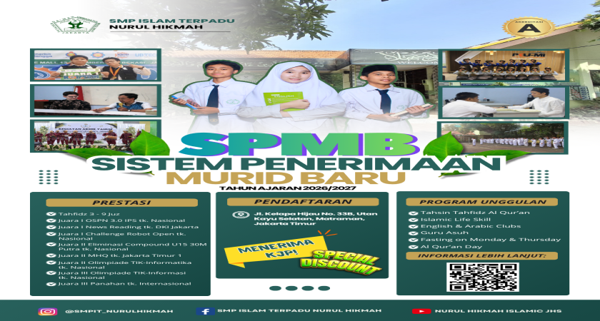SPMB SMP ISLAM TERPADU NURUL HIKMAH TAHUN PELAJARAN 2025/2026